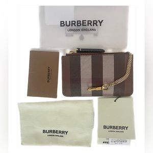 Burberry Wallet Card Case with Key Ring in Kelbrook Exaggerated Check + Dust Bag